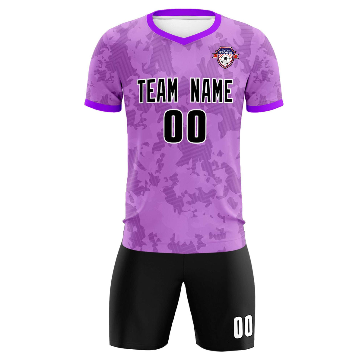 Custom Light Purple Camo sports Soccer Tops/Sets Jersey
