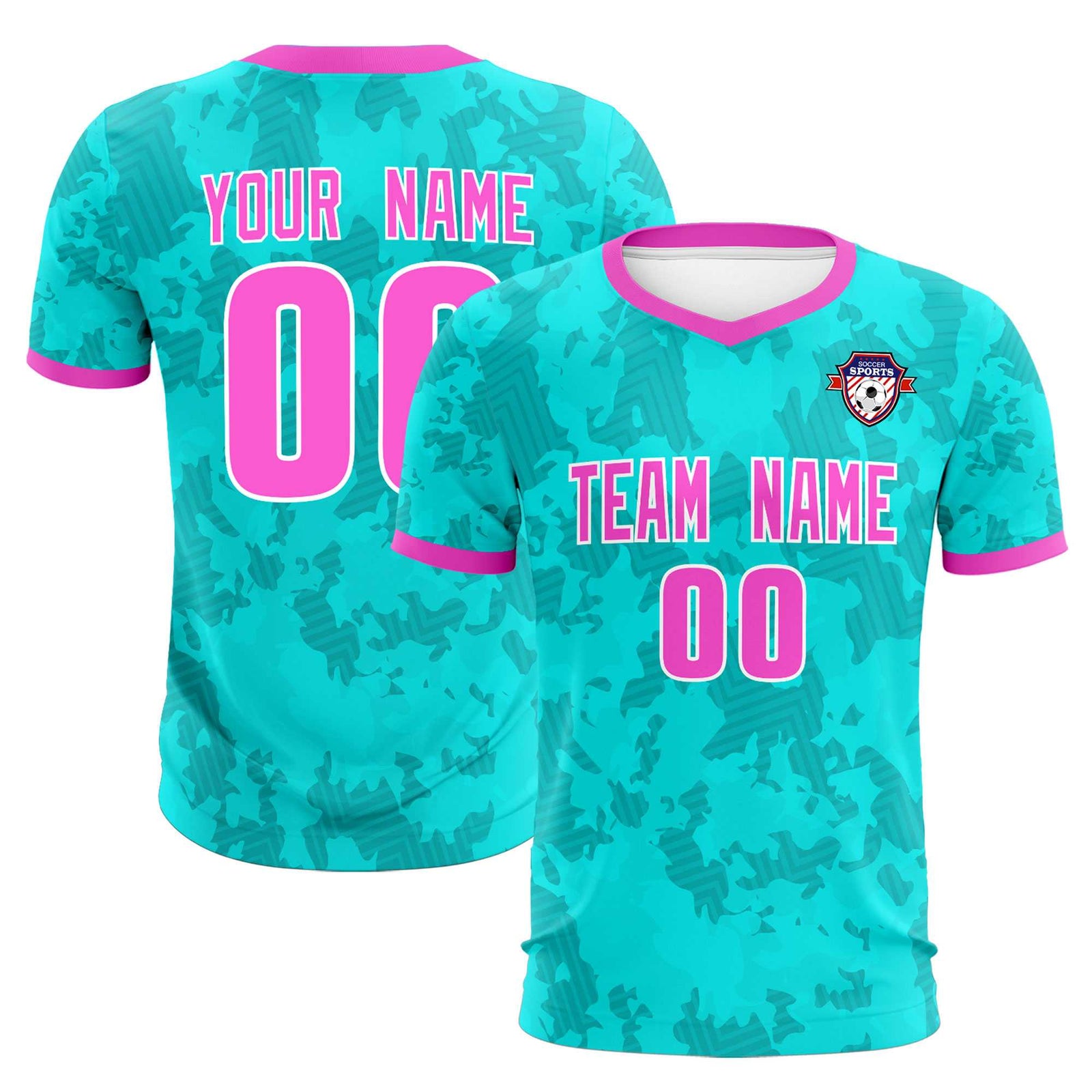 Custom Aqua Camo sports Soccer Tops/Sets Jersey