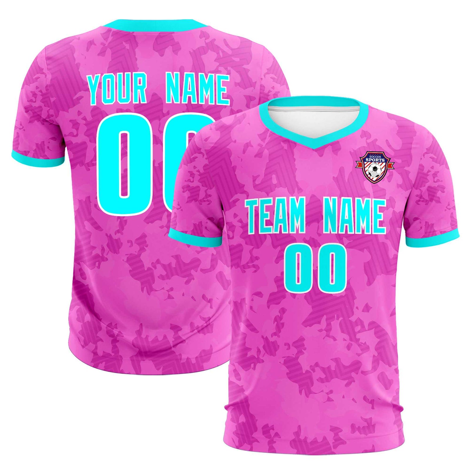 Custom Pink Camo sports Soccer Tops/Sets Jersey