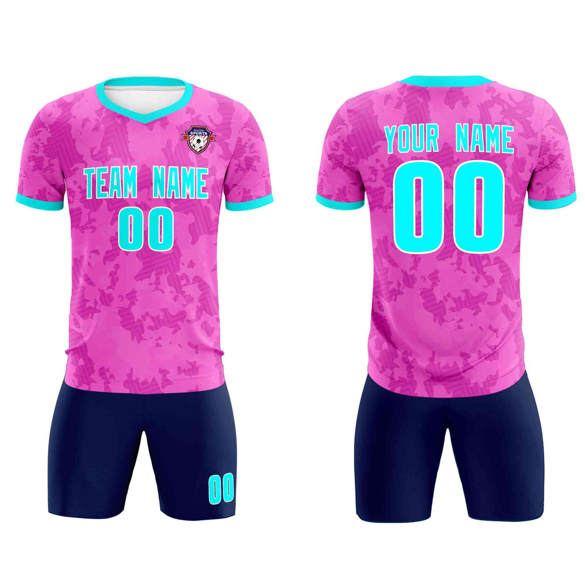 Custom Pink Camo sports Soccer Tops/Sets Jersey