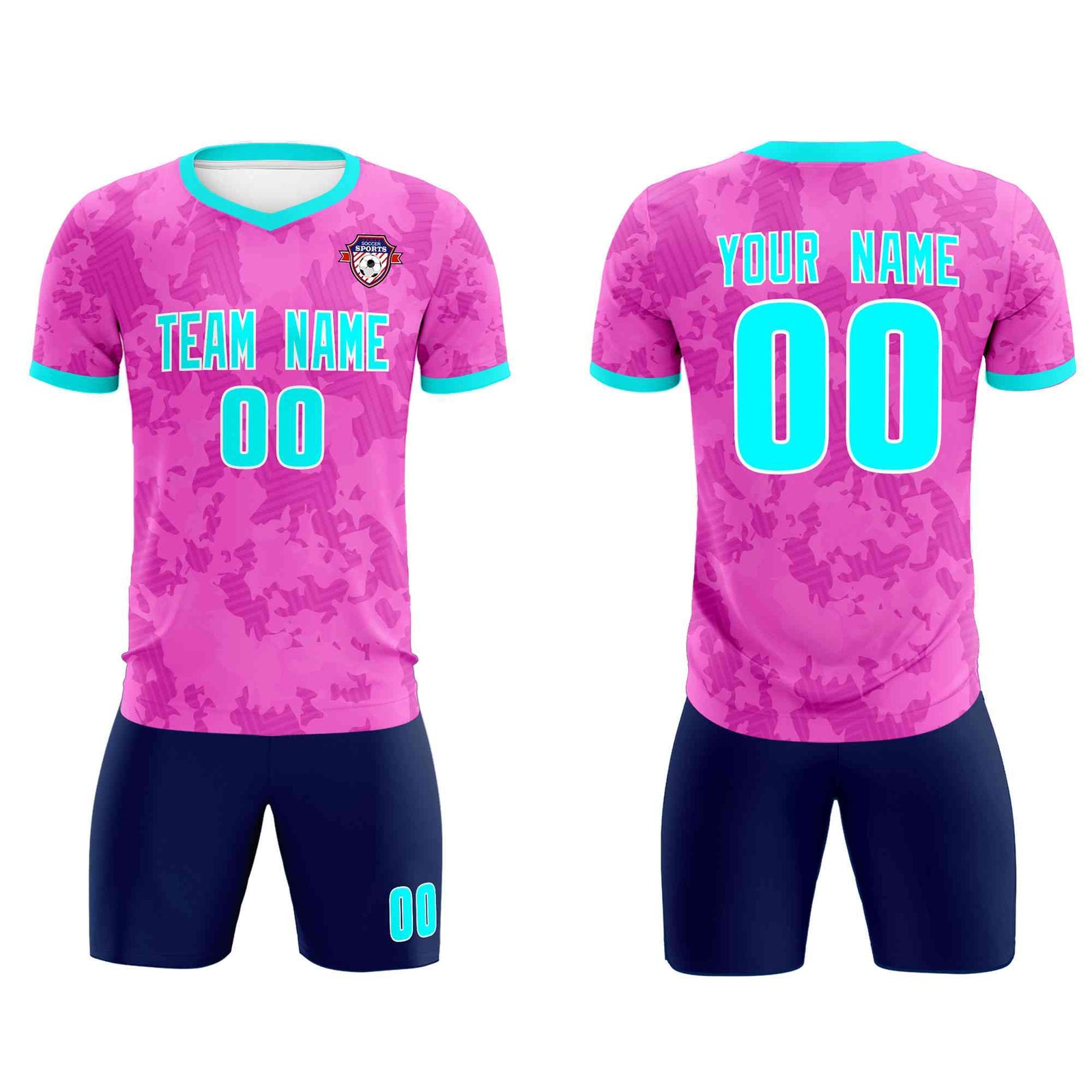 Custom Pink Camo sports Soccer Tops/Sets Jersey