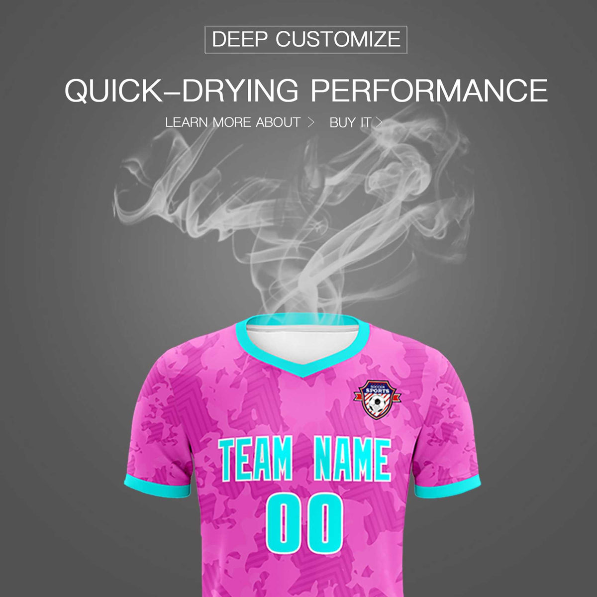 Custom Pink Camo sports Soccer Tops/Sets Jersey