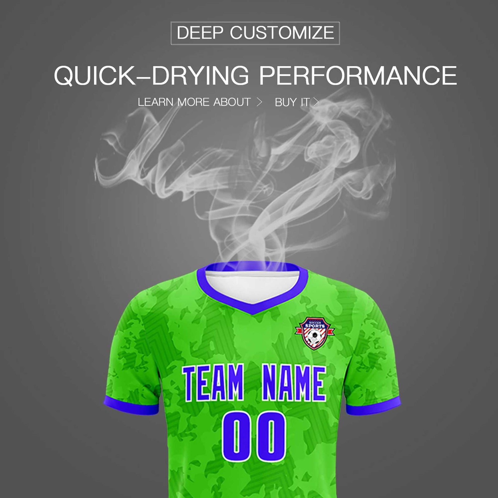 Custom Neon Green Camo sports Soccer Tops/Sets Jersey