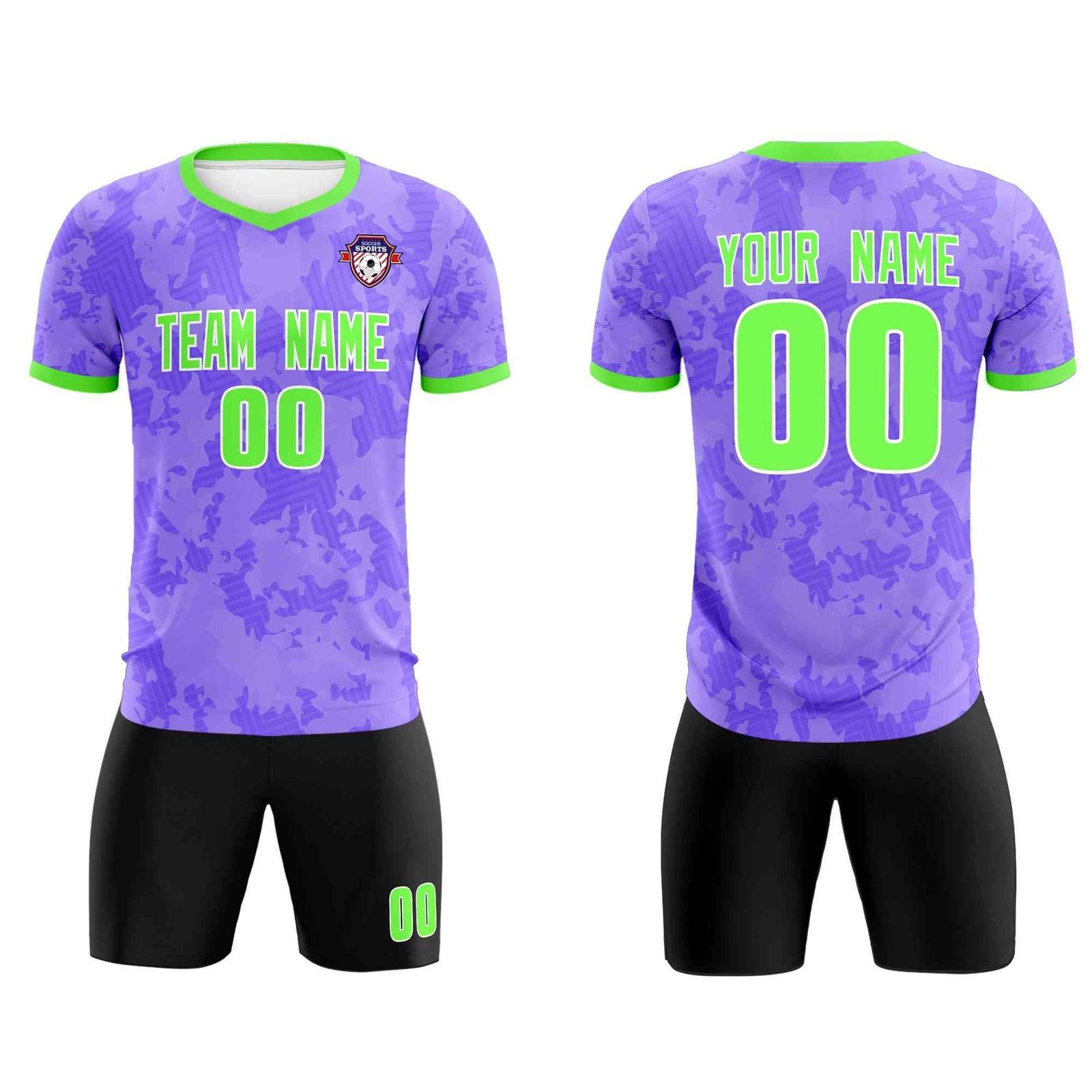 Custom Light Purple Camo sports Soccer Tops/Sets Jersey