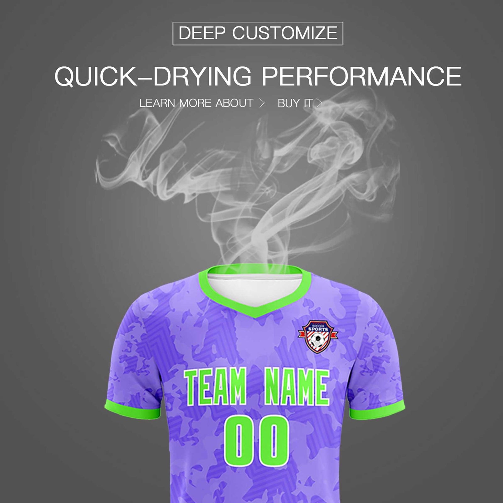 Custom Light Purple Camo sports Soccer Tops/Sets Jersey