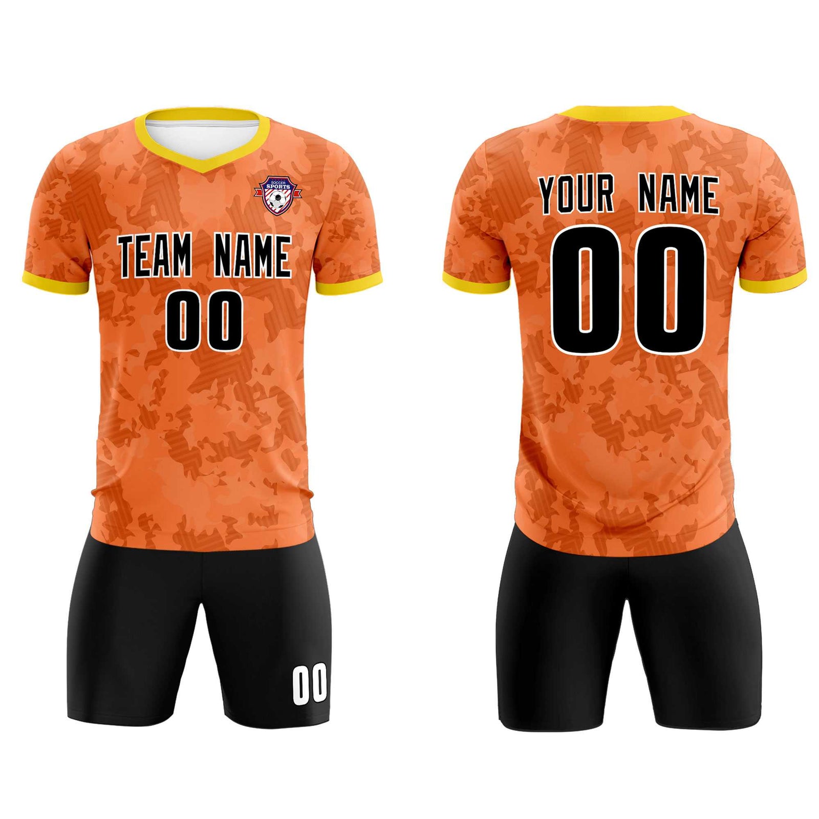 Custom Orange Camo sports Soccer Tops/Sets Jersey