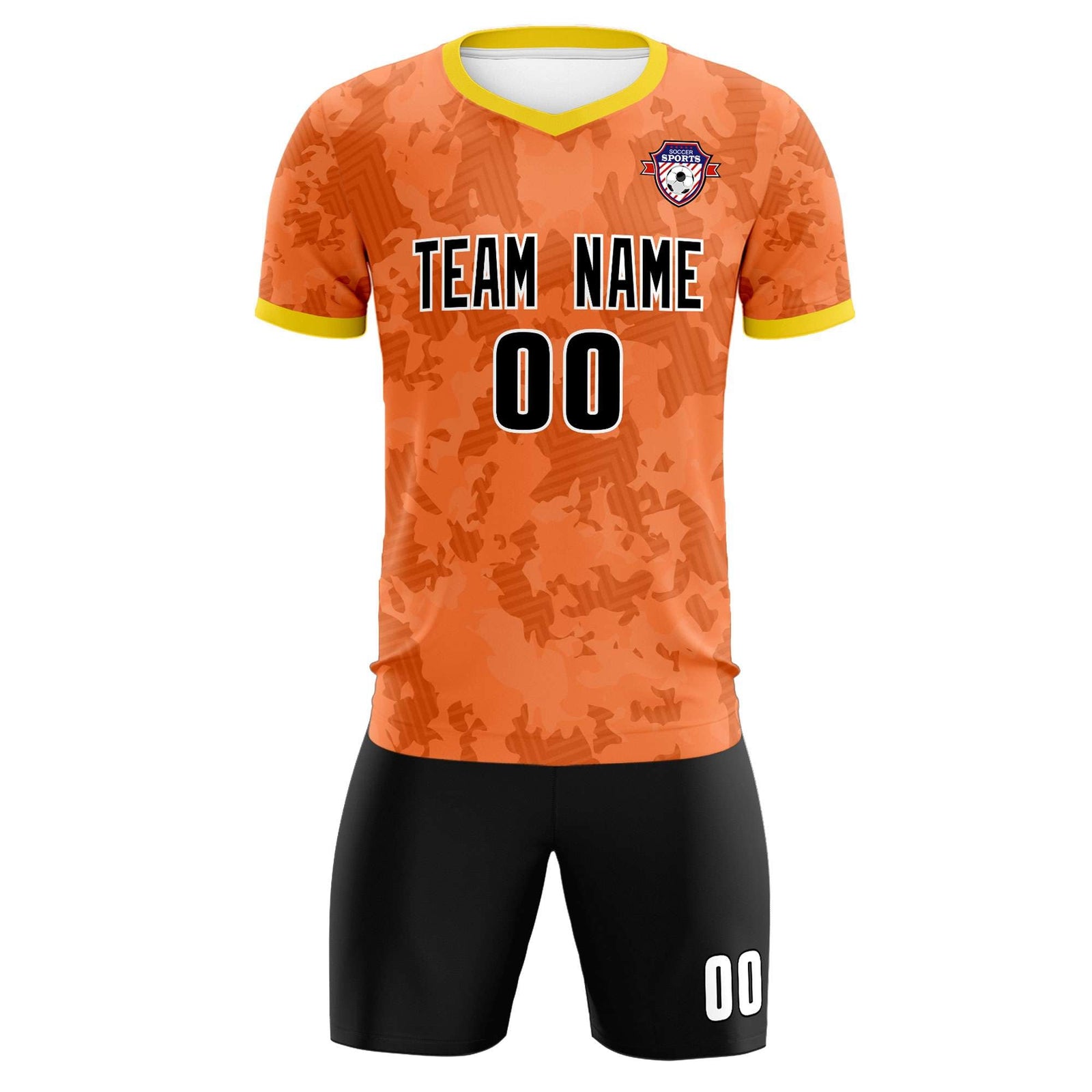 Custom Orange Camo sports Soccer Tops/Sets Jersey