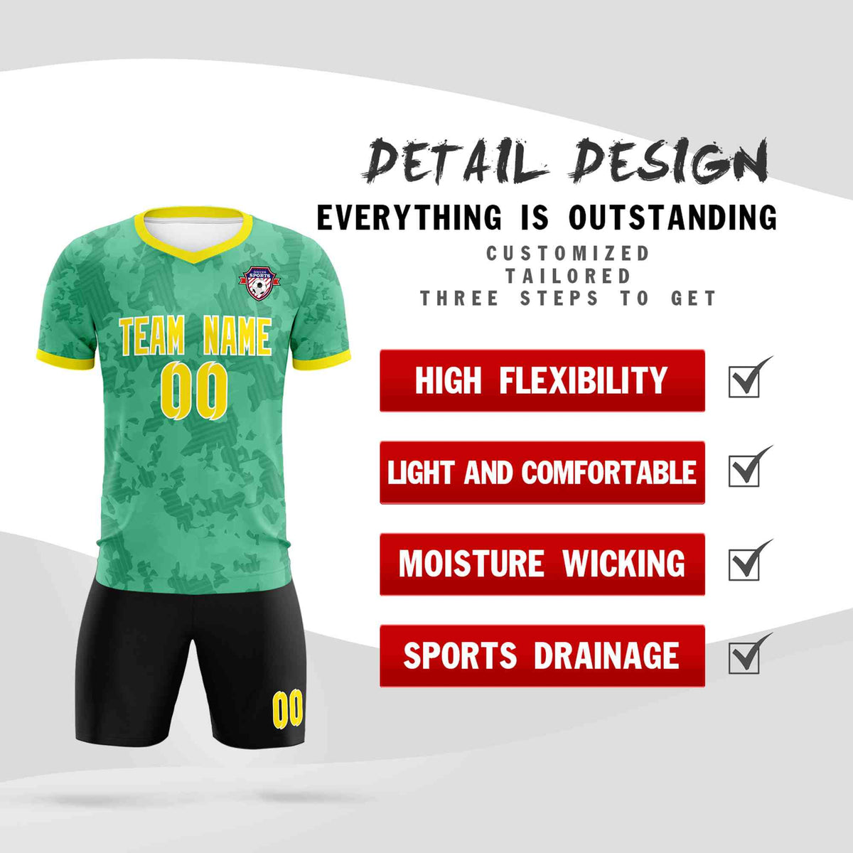 Custom Green Camo sports Soccer Tops/Sets Jersey