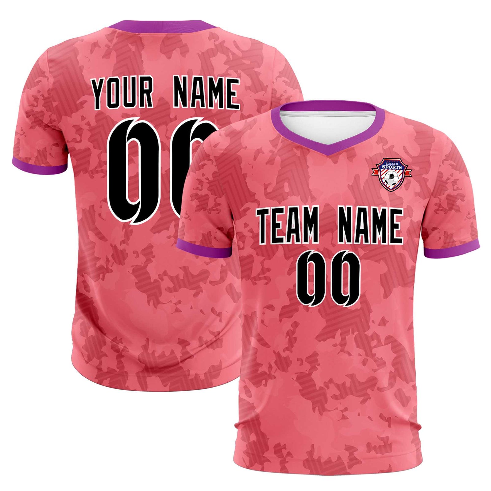 Custom Light Red Camo sports Soccer Tops/Sets Jersey