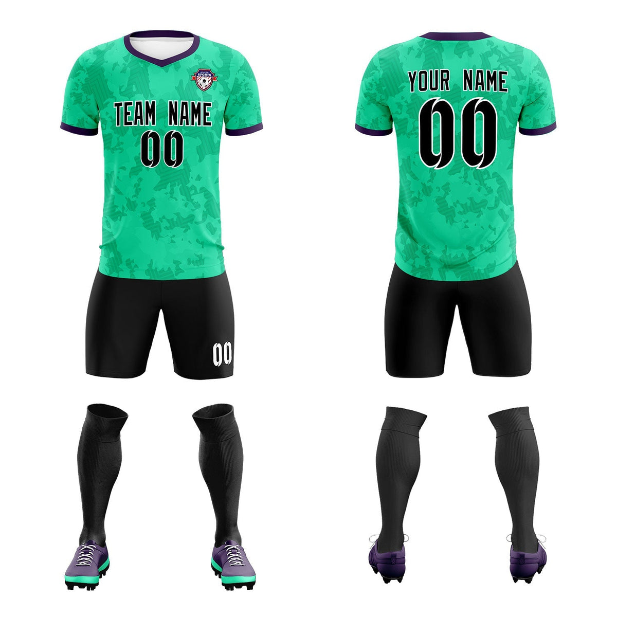 Custom Neon Green Camo sports Soccer Tops/Sets Jersey