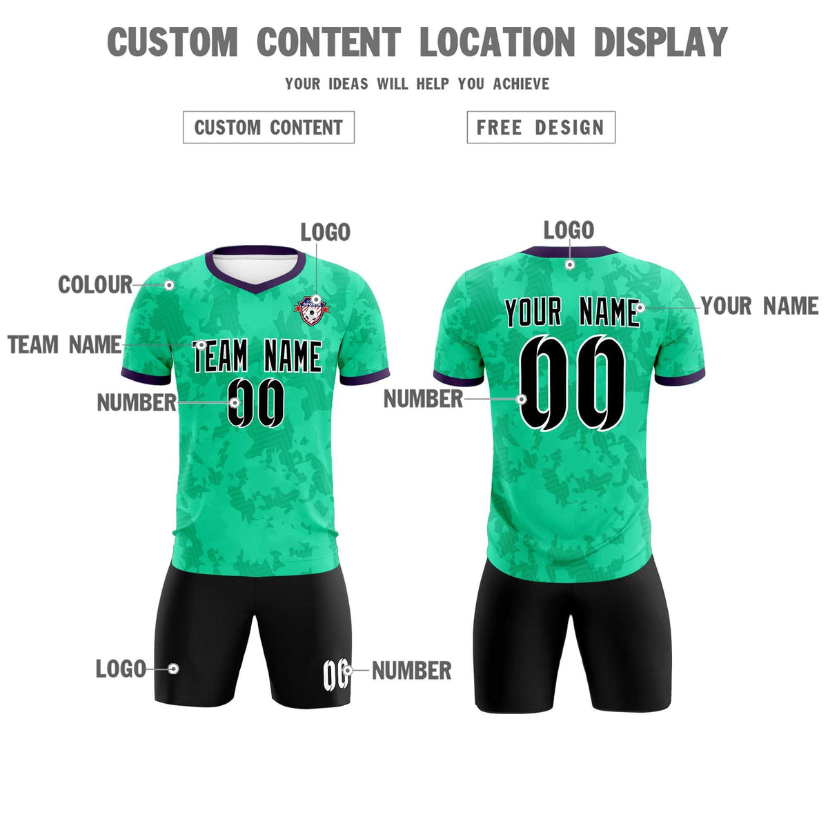 Custom Neon Green Camo sports Soccer Tops/Sets Jersey