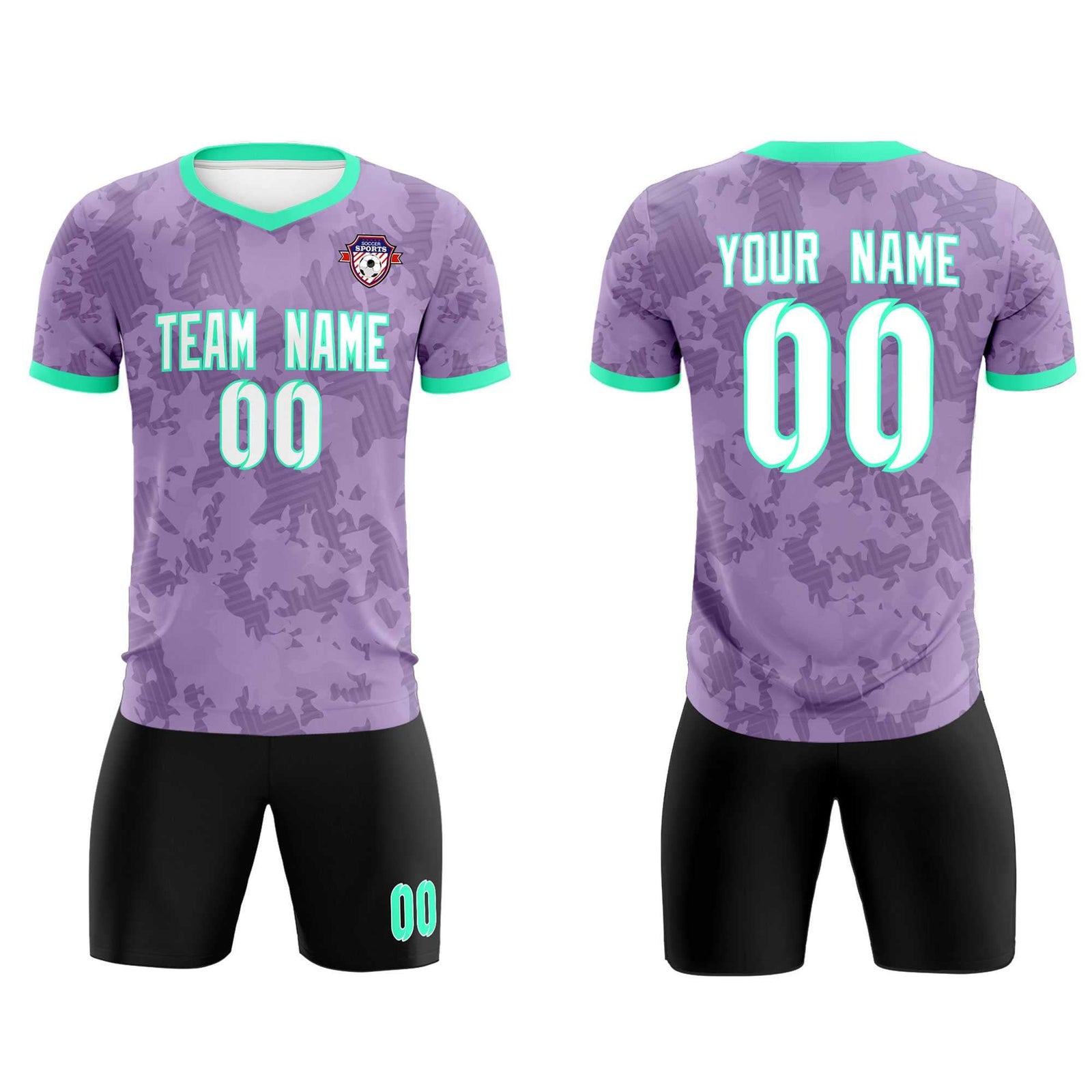 Custom Light Purple Camo sports Soccer Tops/Sets Jersey