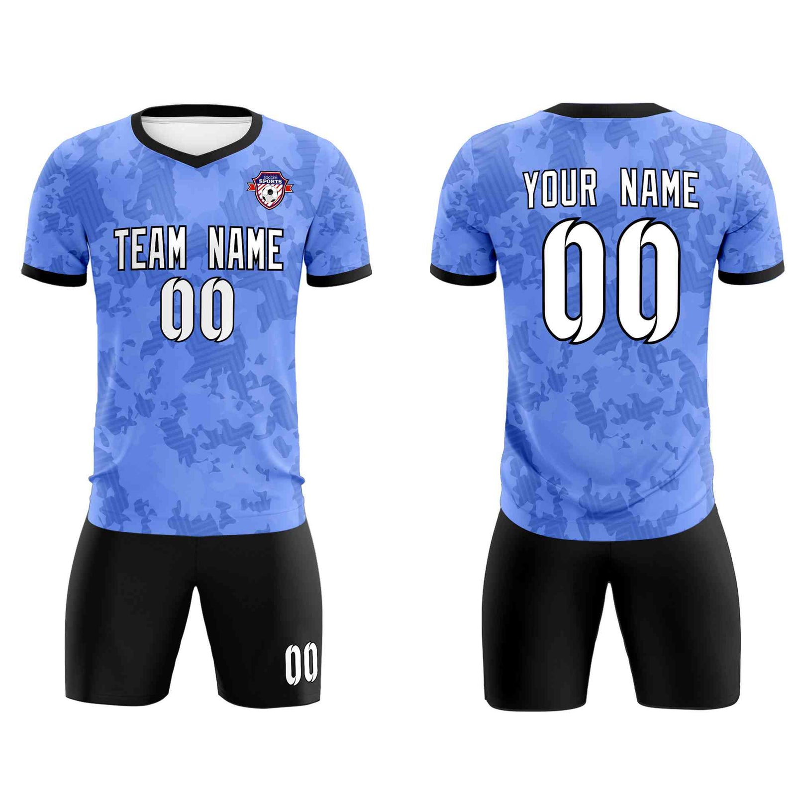 Custom Light Blue Camo sports Soccer Tops/Sets Jersey