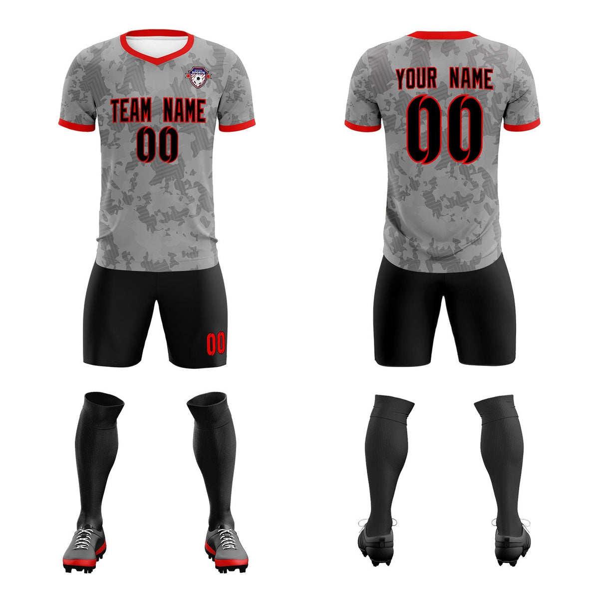 Custom Dark Gray Camo sports Soccer Tops/Sets Jersey