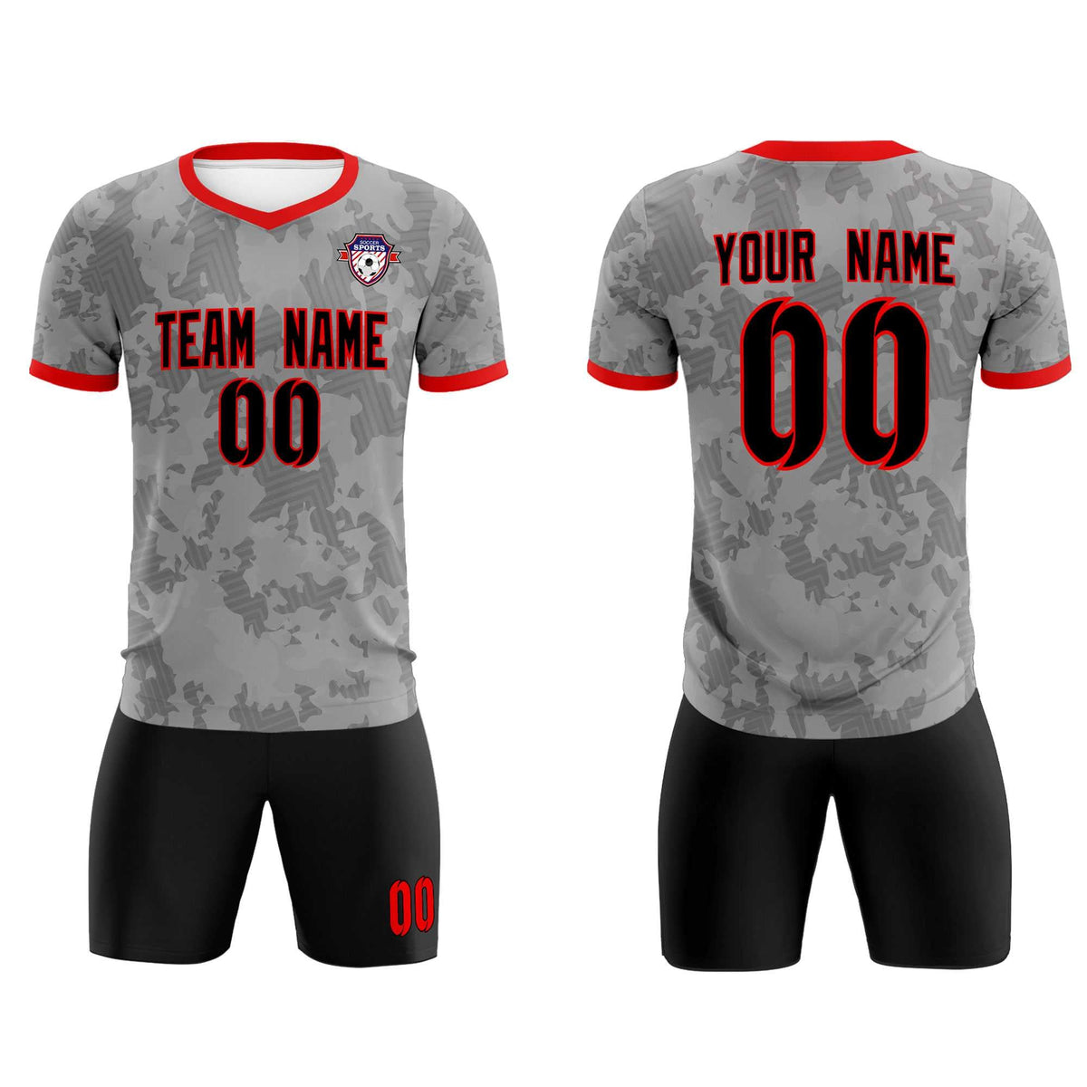 Custom Dark Gray Camo sports Soccer Tops/Sets Jersey