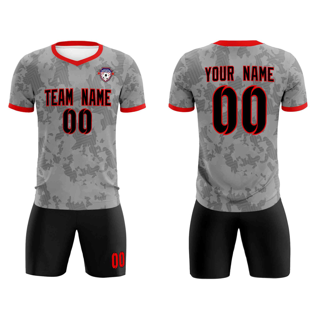 Custom Dark Gray Camo sports Soccer Tops/Sets Jersey