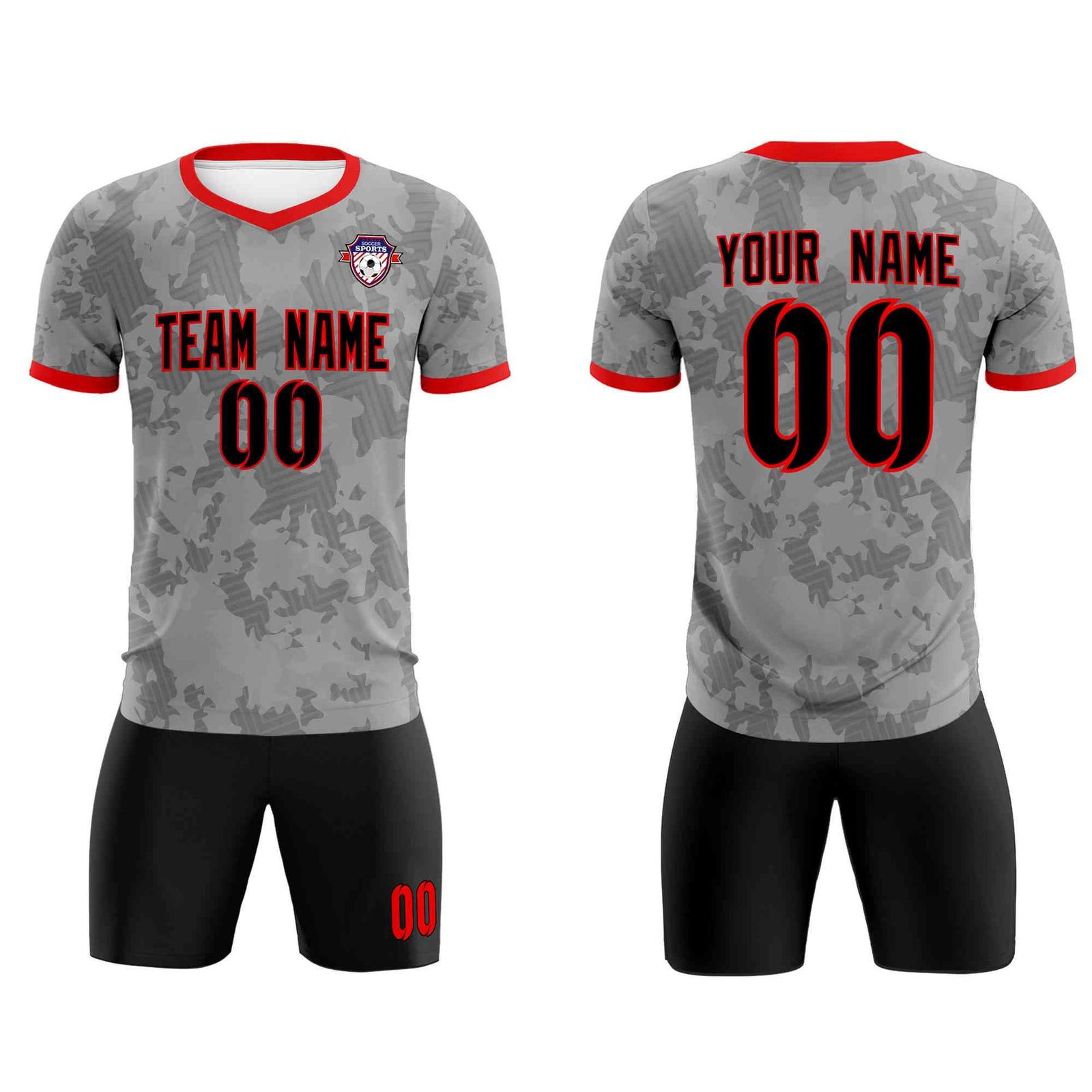 Custom Dark Gray Camo sports Soccer Tops/Sets Jersey