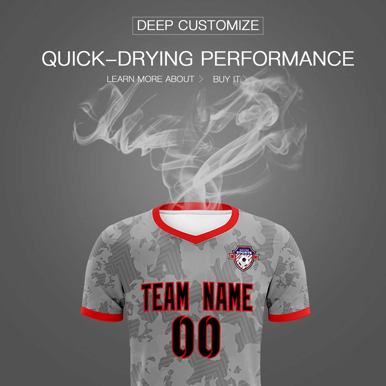 Custom Dark Gray Camo sports Soccer Tops/Sets Jersey