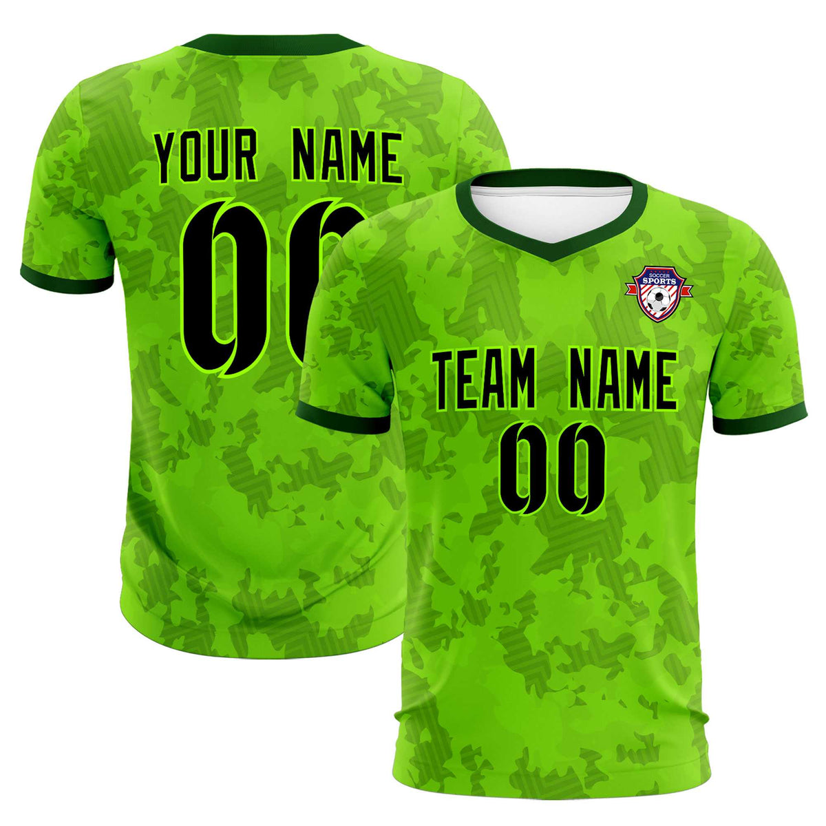 Custom Green Camo sports Soccer Tops/Sets Jersey