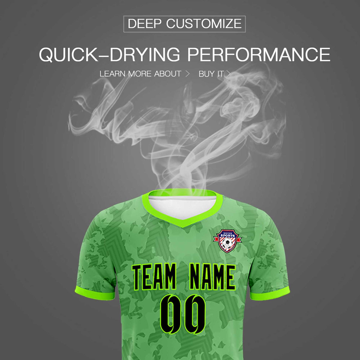 Custom Green Camo sports Soccer Tops/Sets Jersey