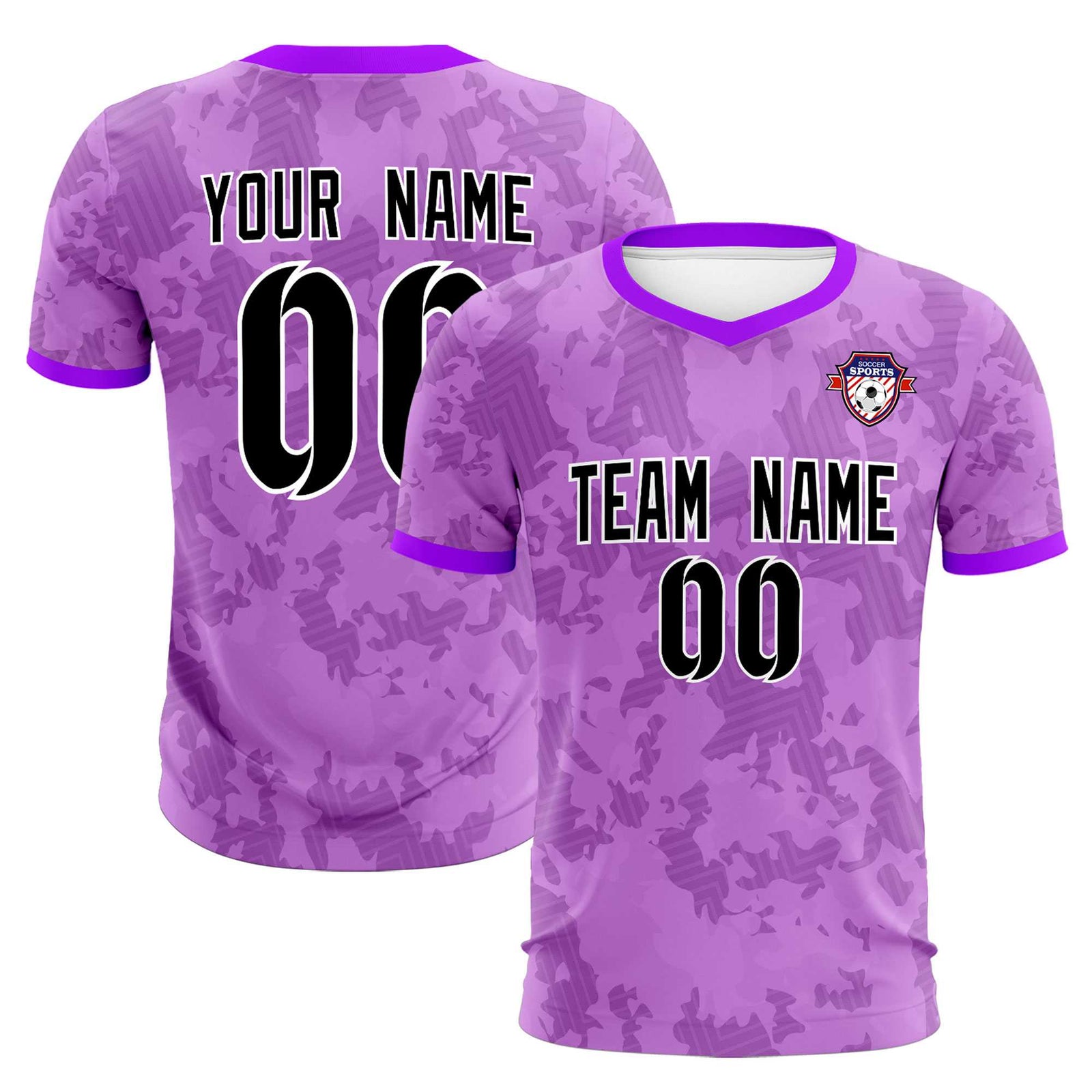 Custom Light Purple Camo sports Soccer Tops/Sets Jersey