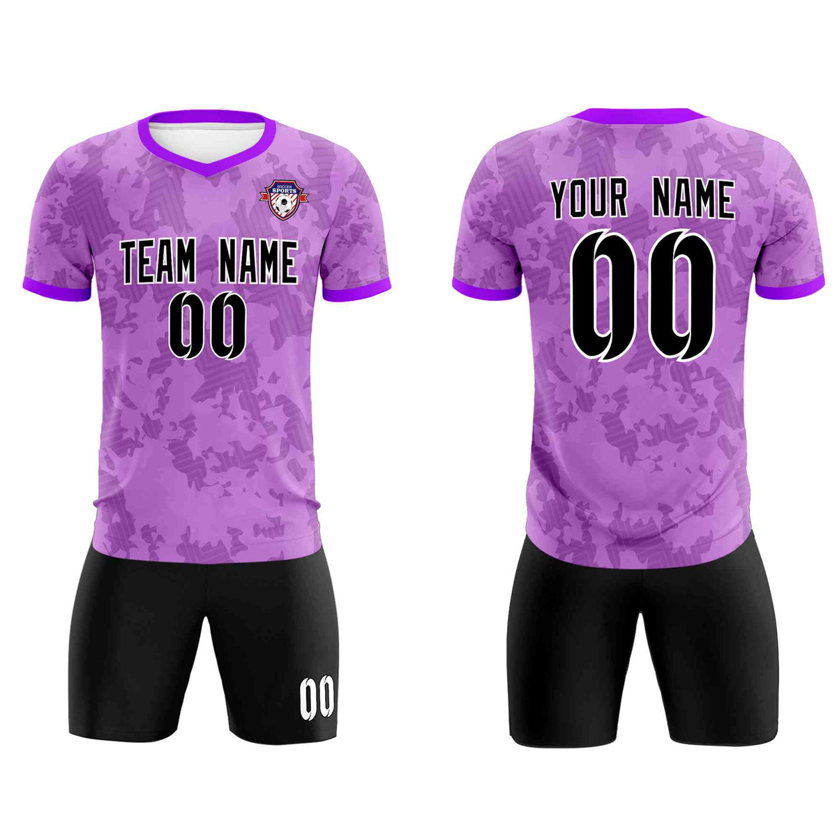 Custom Light Purple Camo sports Soccer Tops/Sets Jersey
