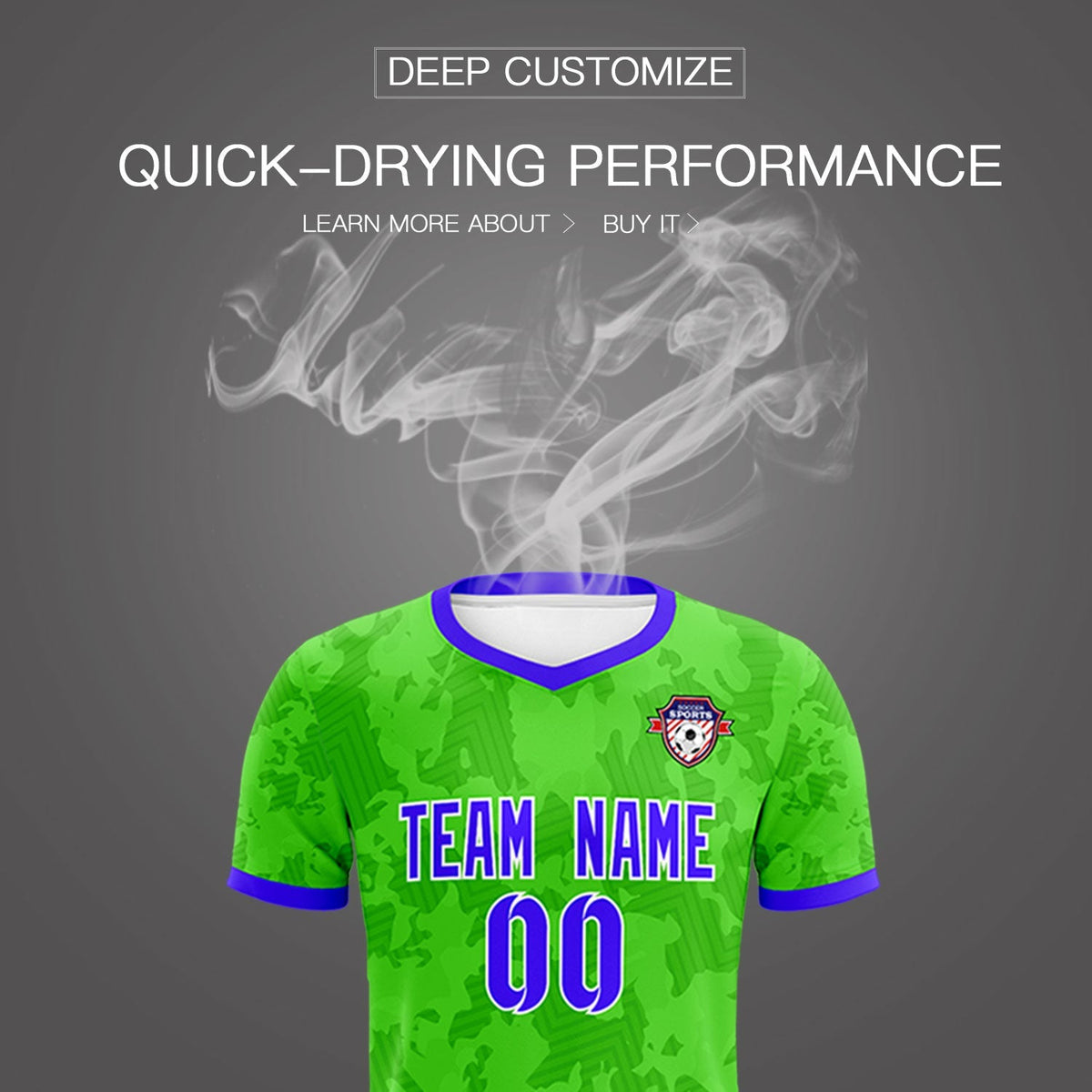 Custom Neon Green Camo sports Soccer Tops/Sets Jersey