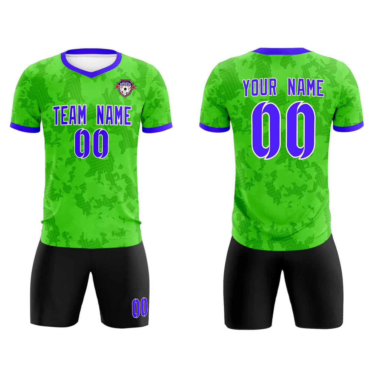 Custom Neon Green Camo sports Soccer Tops/Sets Jersey