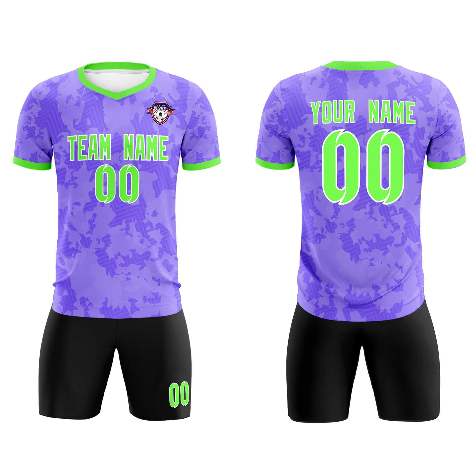 Custom Light Purple Camo sports Soccer Tops/Sets Jersey