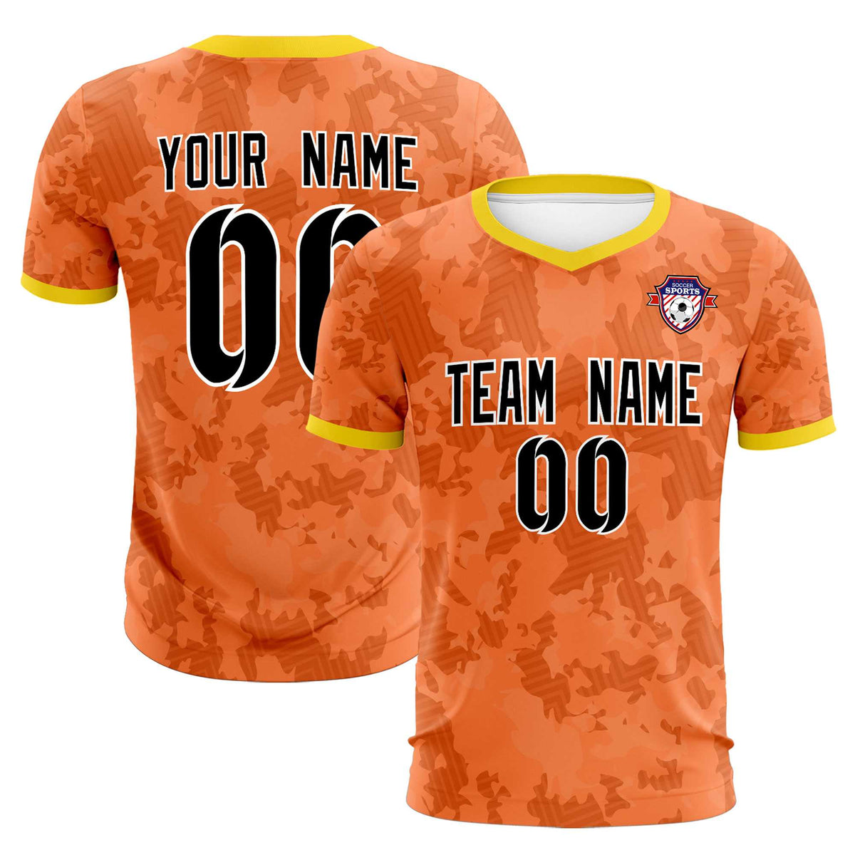 Custom Orange Camo sports Soccer Tops/Sets Jersey