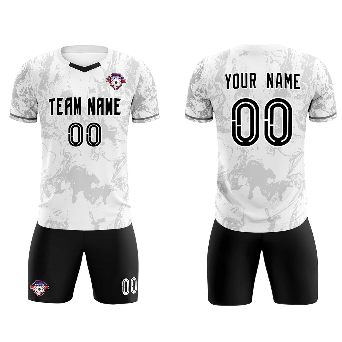 Custom White Classic Graffiti Pattern Sportswear Soccer Tops/Sets Jersey