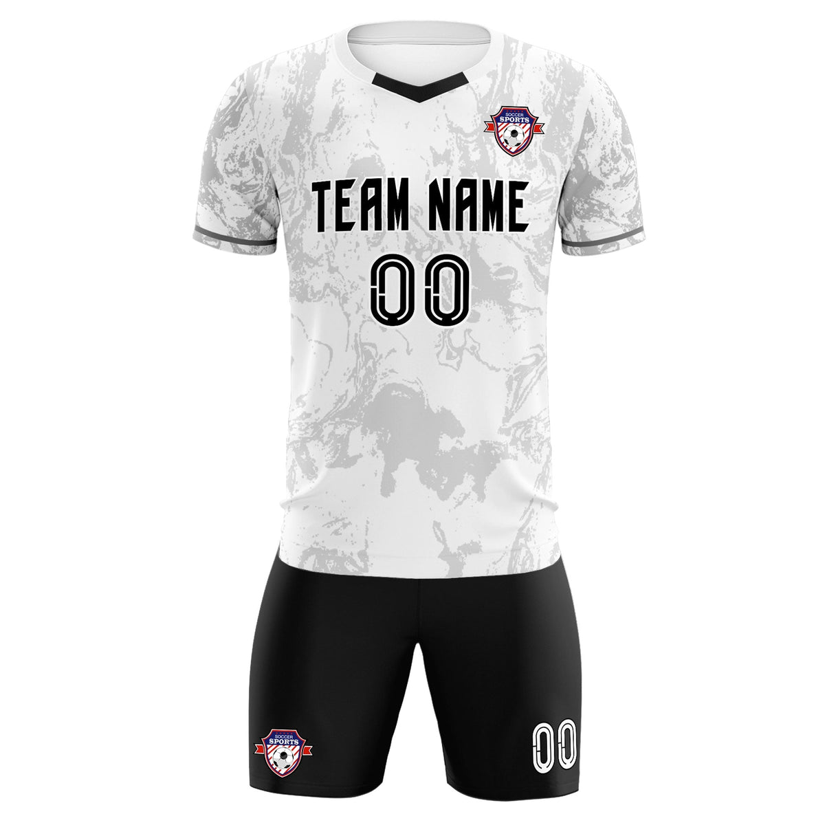 Custom White Classic Graffiti Pattern Sportswear Soccer Tops/Sets Jersey