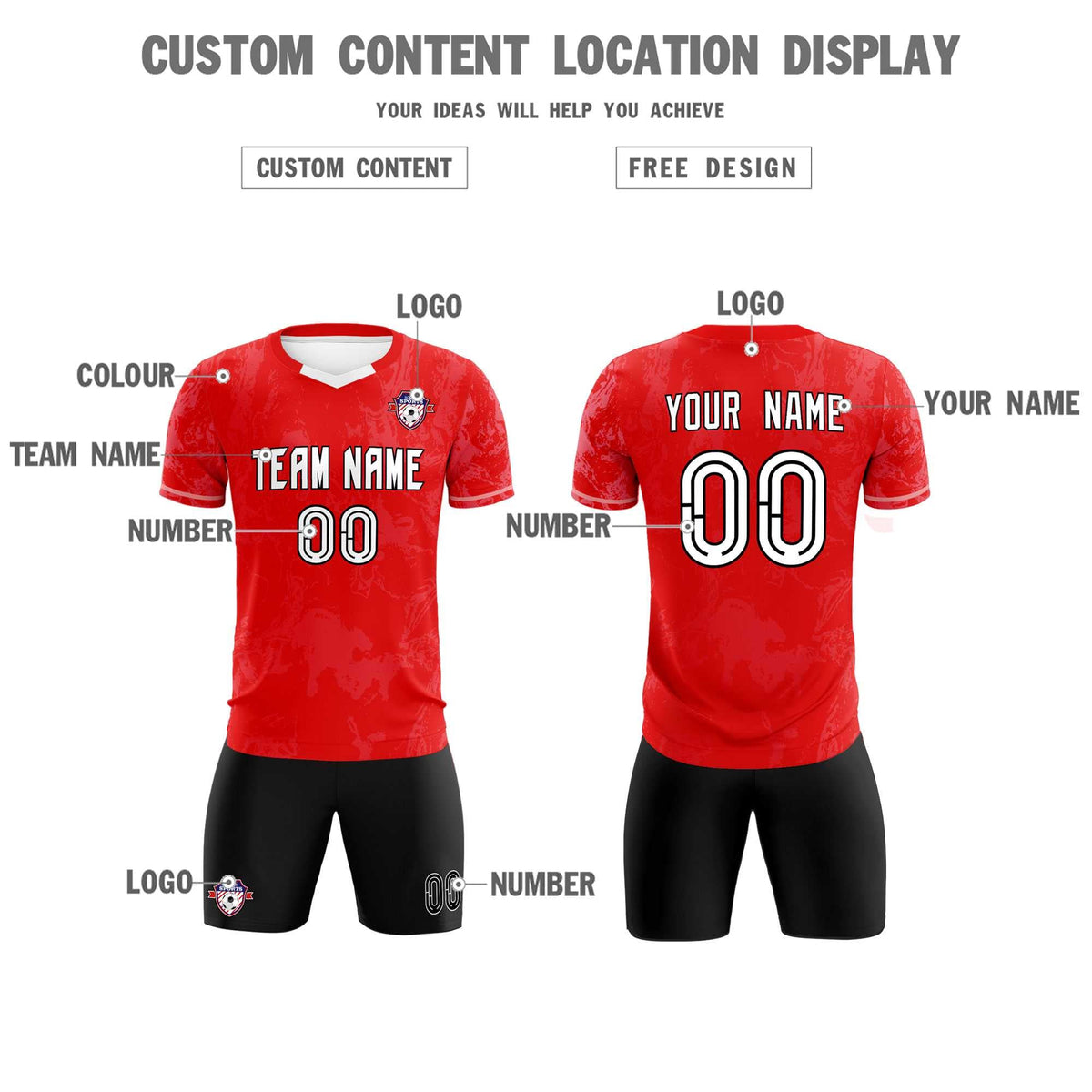 Custom Red Classic Graffiti Pattern Sportswear Soccer Tops/Sets Jersey