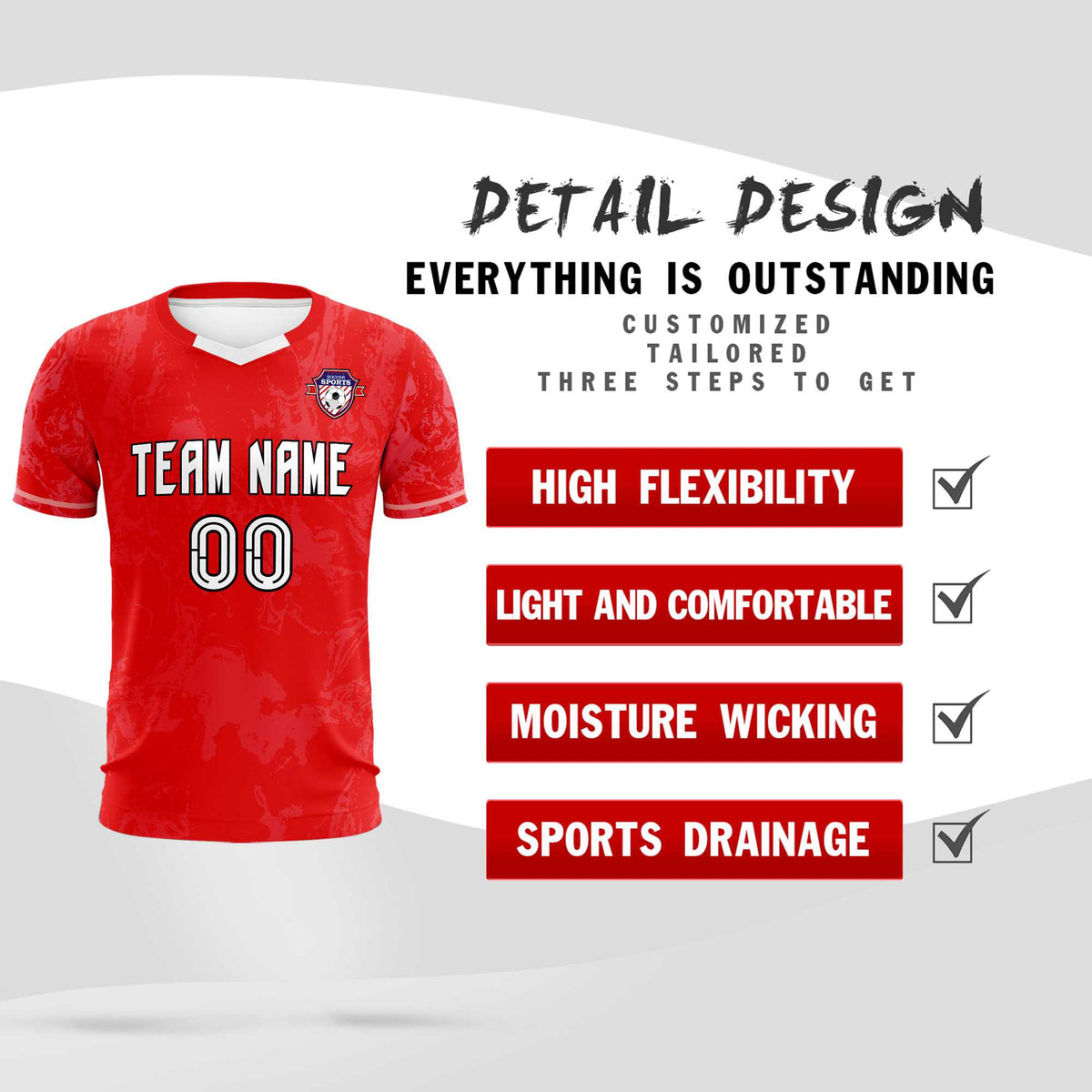 Custom Red Classic Graffiti Pattern Sportswear Soccer Tops/Sets Jersey