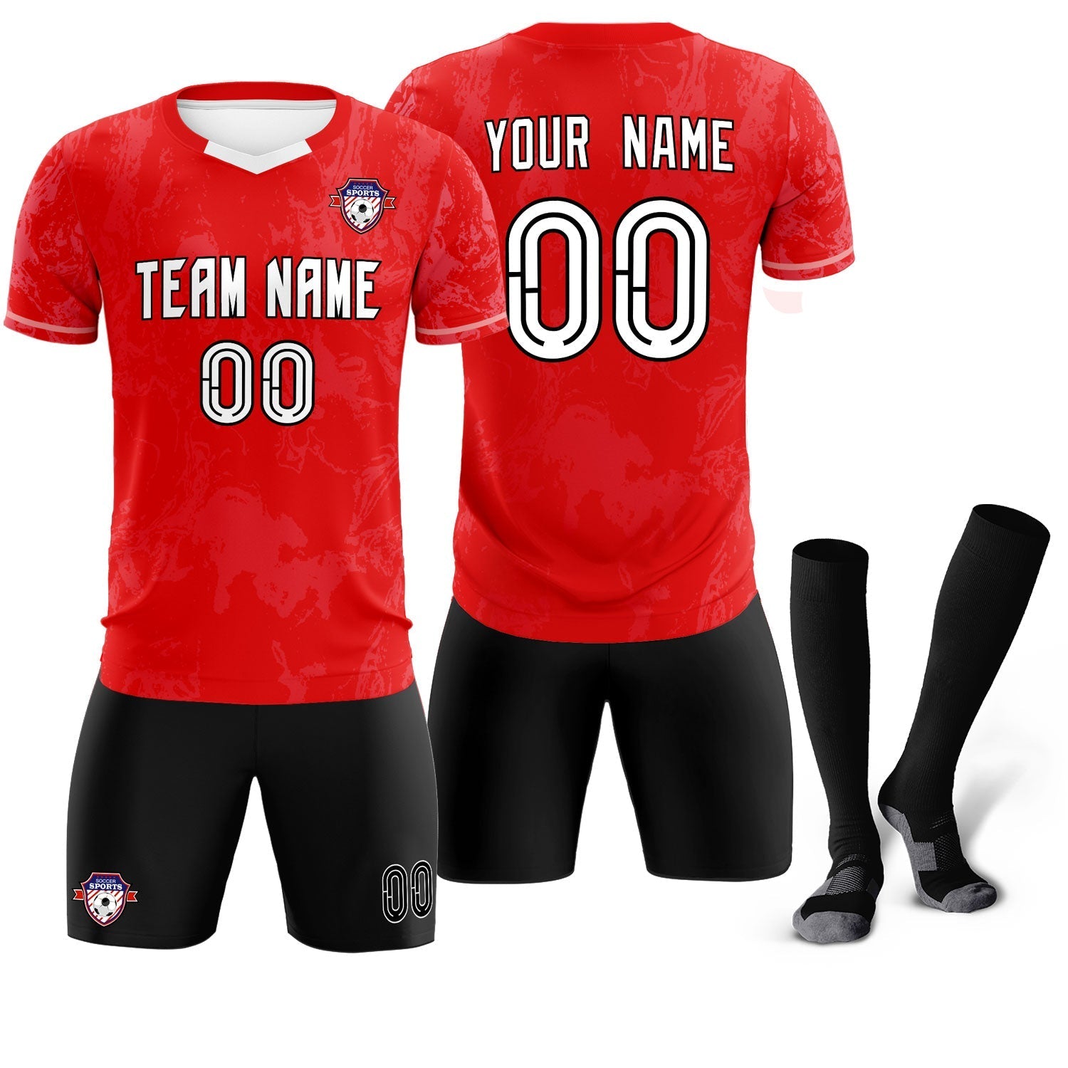 Custom Red Classic Graffiti Pattern Sportswear Soccer Tops/Sets Jersey