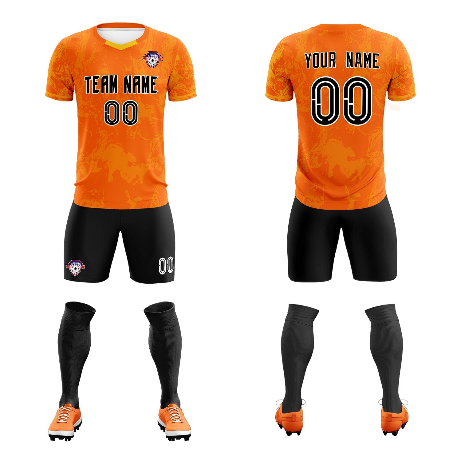 Custom Orange Classic Graffiti Pattern Sportswear Soccer Tops/Sets Jersey