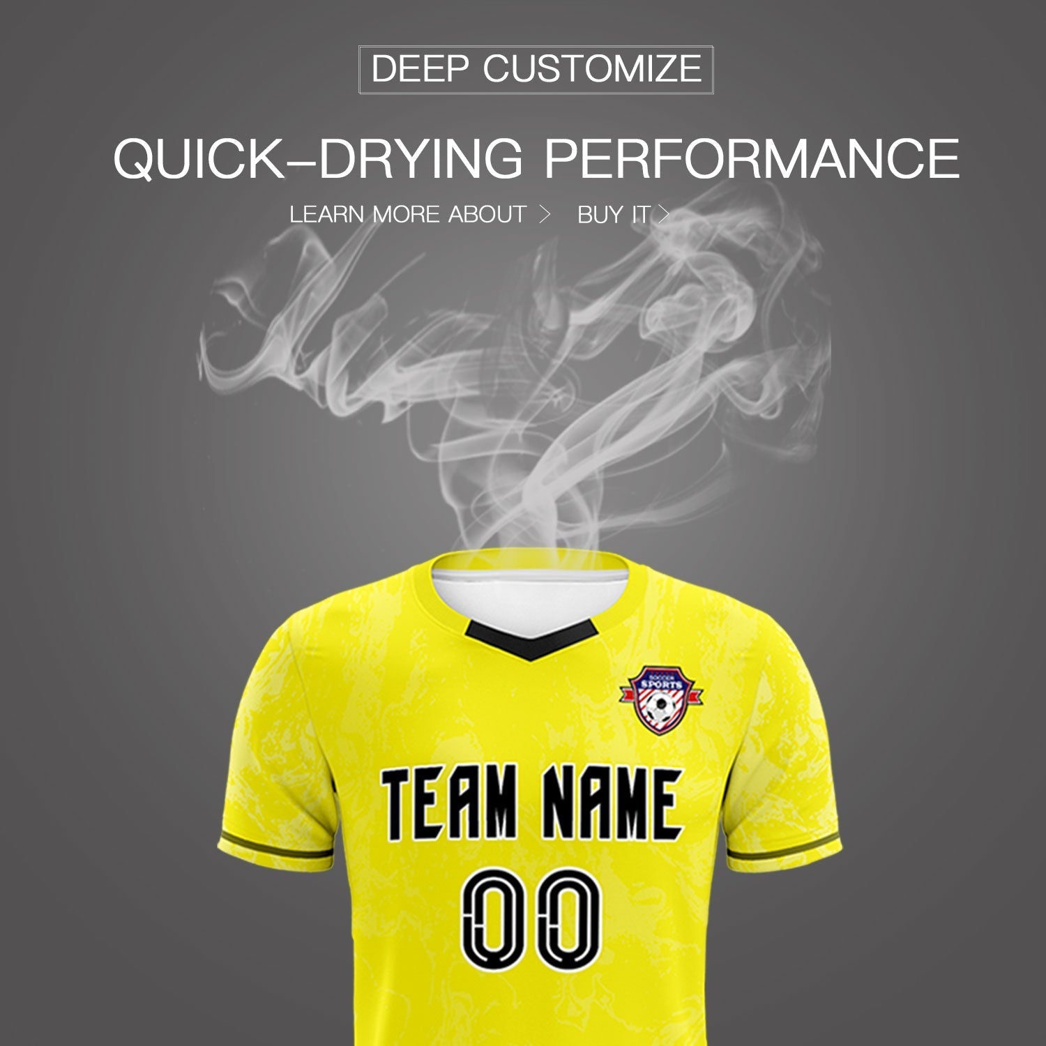 Custom Yellow Classic Graffiti Pattern Sportswear Soccer Tops/Sets Jersey