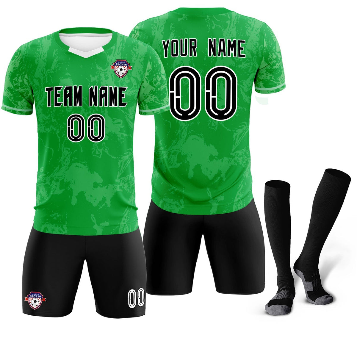 Custom Kelly Green Classic Graffiti Pattern Sportswear Soccer Tops/Sets Jersey