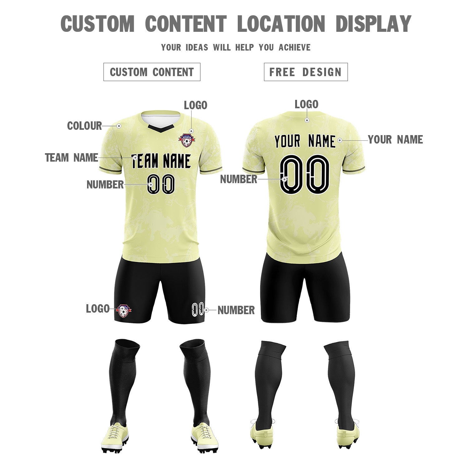 Custom Cream Classic Graffiti Pattern Sportswear Soccer Tops/Sets Jersey