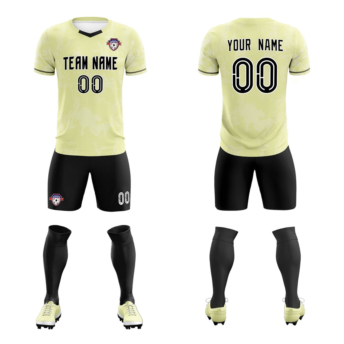 Custom Cream Classic Graffiti Pattern Sportswear Soccer Tops/Sets Jersey