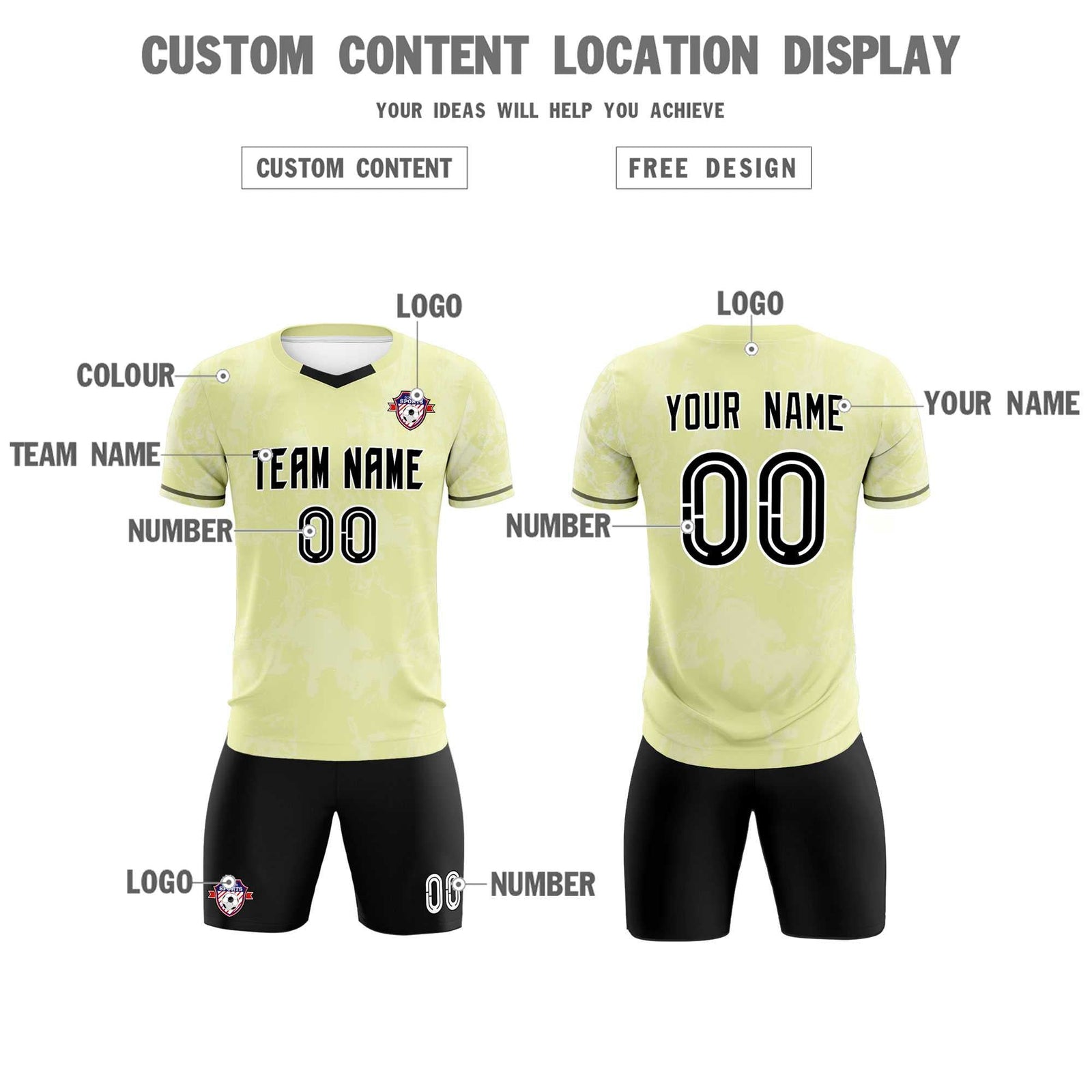 Custom Cream Classic Graffiti Pattern Sportswear Soccer Tops/Sets Jersey