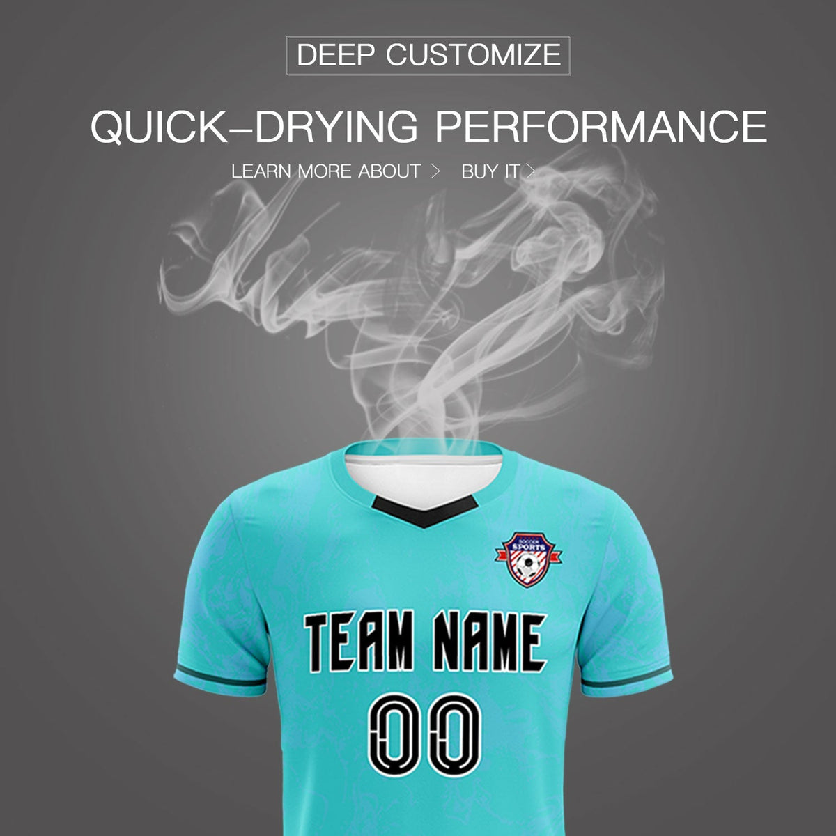 Custom Sky Blue Classic Graffiti Pattern Sportswear Soccer Tops/Sets Jersey