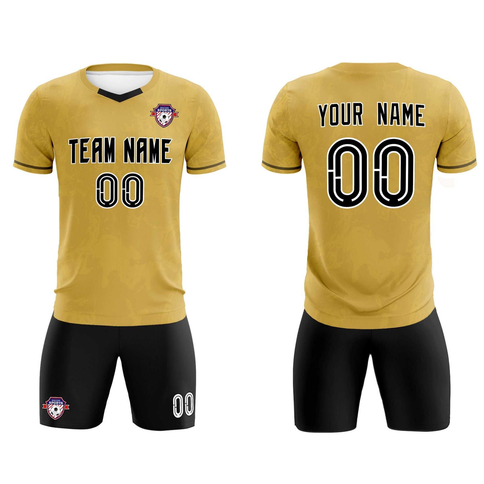 Custom Old Gold Classic Graffiti Pattern Sportswear Soccer Tops/Sets Jersey