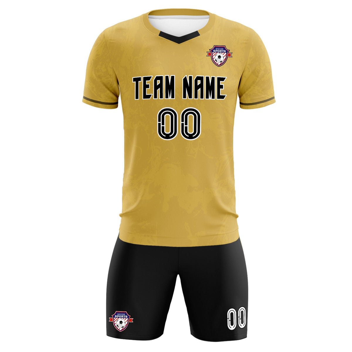 Custom Old Gold Classic Graffiti Pattern Sportswear Soccer Tops/Sets Jersey