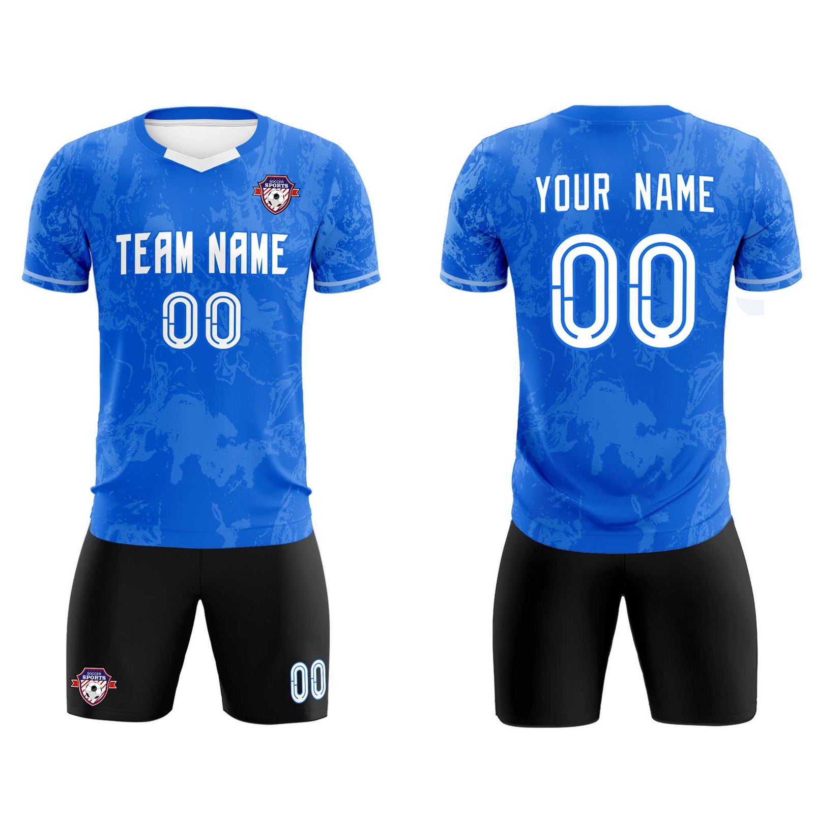 Custom Royal Classic Graffiti Pattern Sportswear Soccer Tops/Sets Jersey