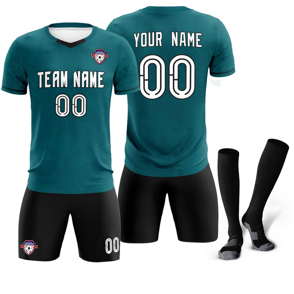 Custom Midnight Green Classic Graffiti Pattern Sportswear Soccer Tops/Sets Jersey