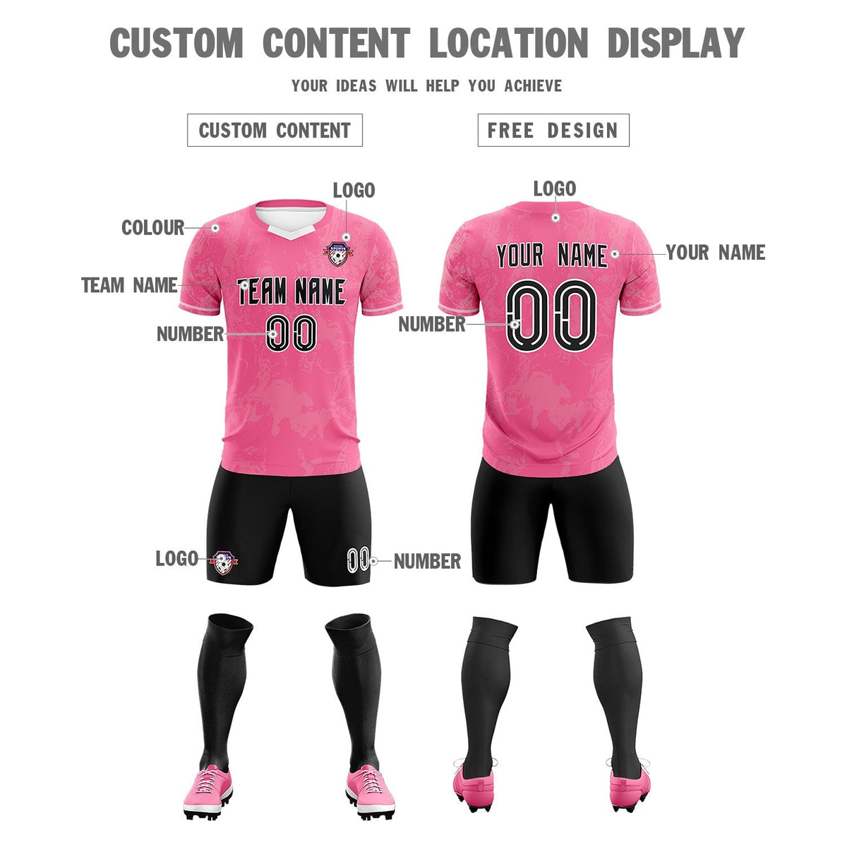 Custom Pink Classic Graffiti Pattern Sportswear Soccer Tops/Sets Jersey