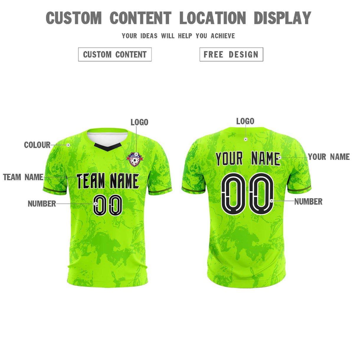 Custom Kelly Green Classic Graffiti Pattern Sportswear Soccer Tops/Sets Jersey