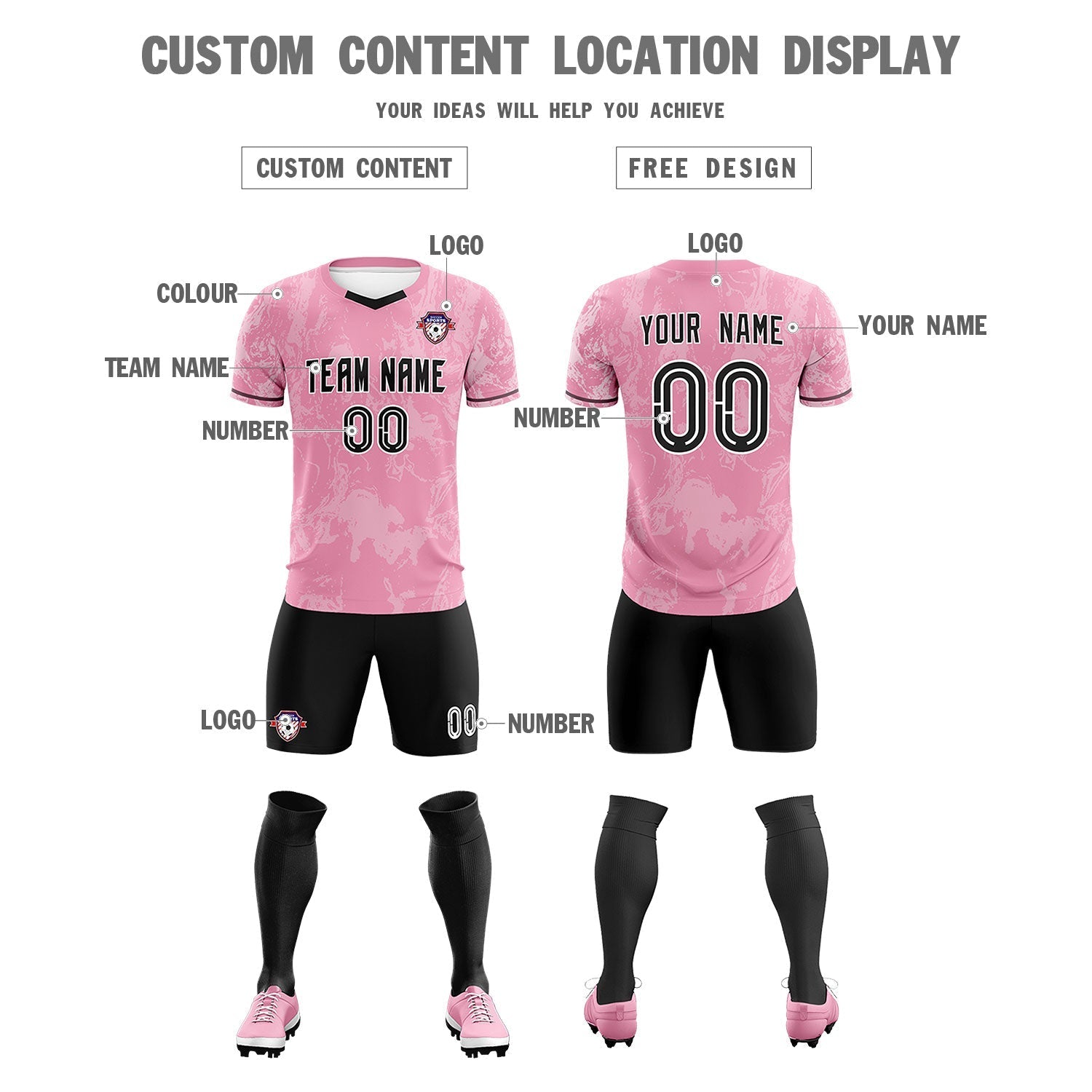 Custom Light Pink Classic Graffiti Pattern Sportswear Soccer Tops/Sets Jersey