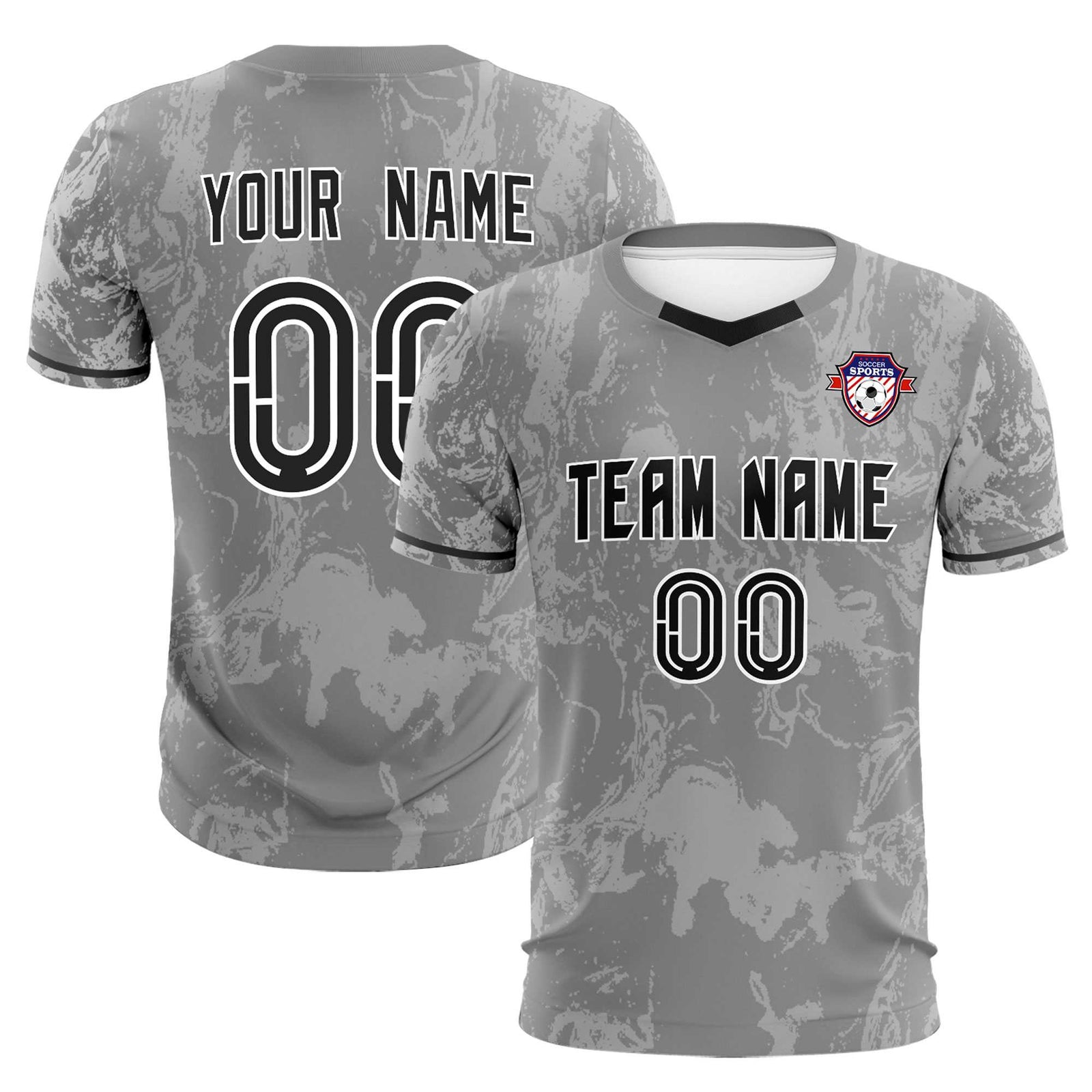 Custom Gray Classic Graffiti Pattern Sportswear Soccer Tops/Sets Jersey